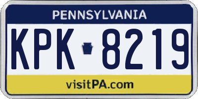 PA license plate KPK8219