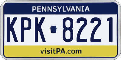 PA license plate KPK8221