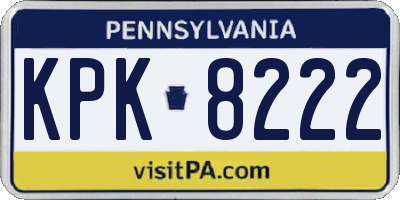 PA license plate KPK8222