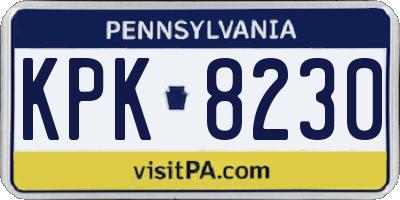 PA license plate KPK8230