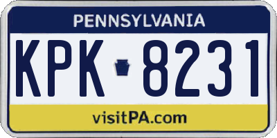 PA license plate KPK8231