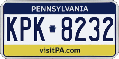 PA license plate KPK8232