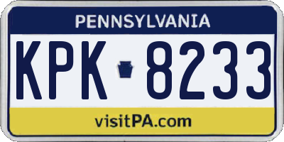PA license plate KPK8233