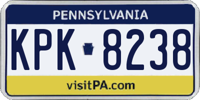 PA license plate KPK8238