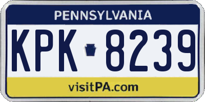 PA license plate KPK8239