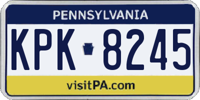 PA license plate KPK8245