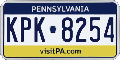 PA license plate KPK8254