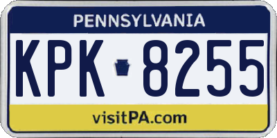 PA license plate KPK8255