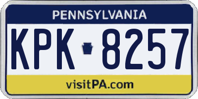 PA license plate KPK8257