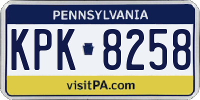 PA license plate KPK8258