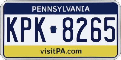 PA license plate KPK8265