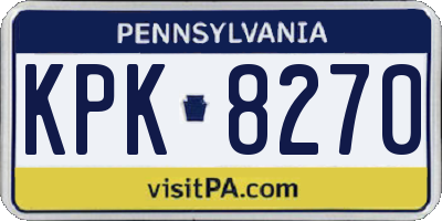 PA license plate KPK8270