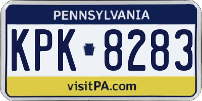 PA license plate KPK8283