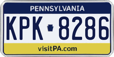 PA license plate KPK8286
