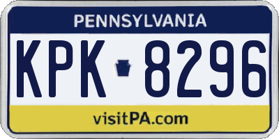PA license plate KPK8296