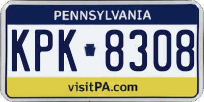 PA license plate KPK8308