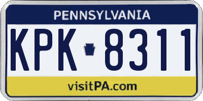 PA license plate KPK8311
