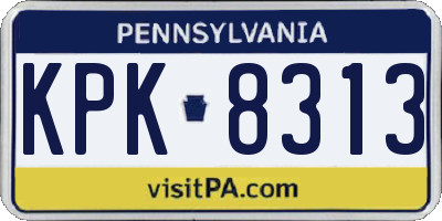 PA license plate KPK8313