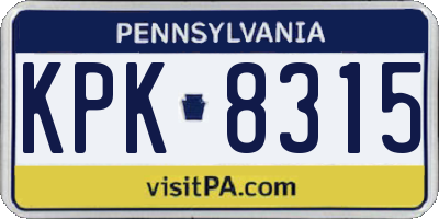 PA license plate KPK8315