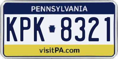 PA license plate KPK8321