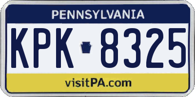 PA license plate KPK8325