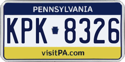 PA license plate KPK8326
