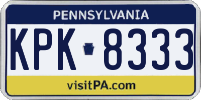 PA license plate KPK8333