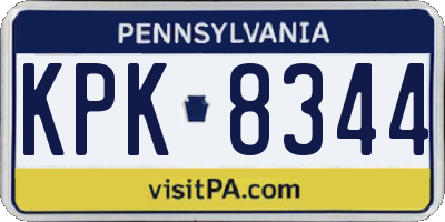 PA license plate KPK8344