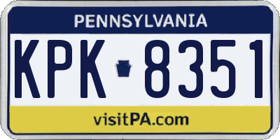 PA license plate KPK8351