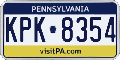 PA license plate KPK8354