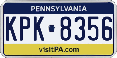 PA license plate KPK8356