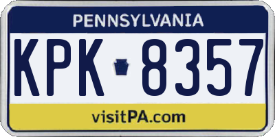 PA license plate KPK8357