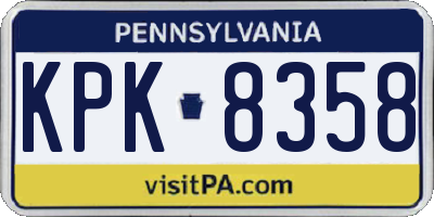 PA license plate KPK8358