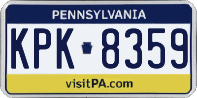 PA license plate KPK8359