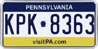 PA license plate KPK8363