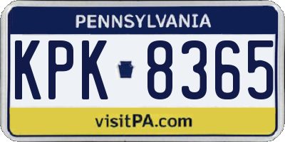 PA license plate KPK8365