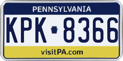 PA license plate KPK8366
