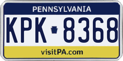 PA license plate KPK8368