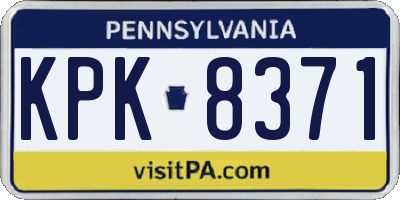 PA license plate KPK8371