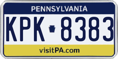 PA license plate KPK8383