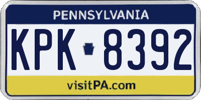 PA license plate KPK8392