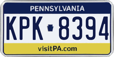 PA license plate KPK8394