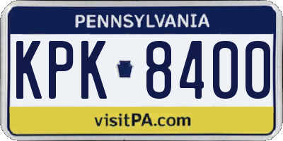 PA license plate KPK8400