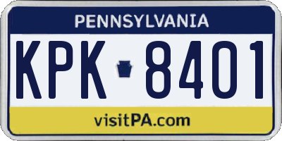 PA license plate KPK8401