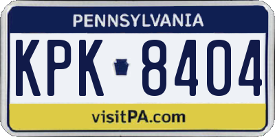 PA license plate KPK8404