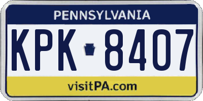 PA license plate KPK8407