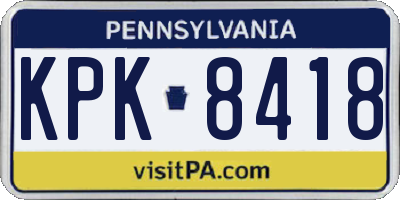 PA license plate KPK8418