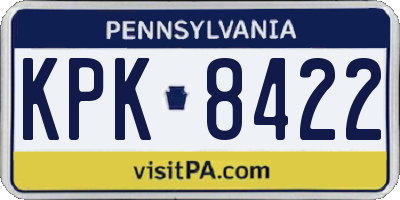 PA license plate KPK8422