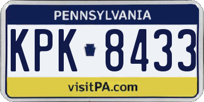 PA license plate KPK8433