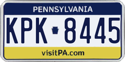 PA license plate KPK8445